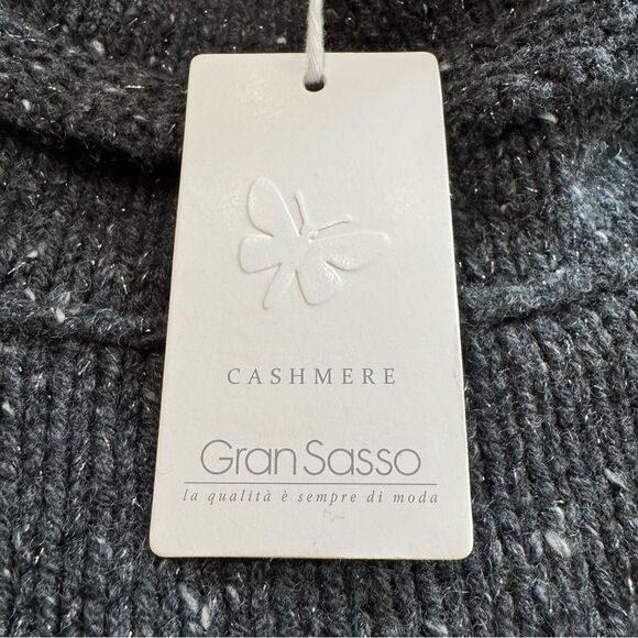 Gran Sasso Cashmere Chunky Knit Sweater 42/Small Cowl‎ Neck 3/4 Sleeve Gray - Picture 6 of 15